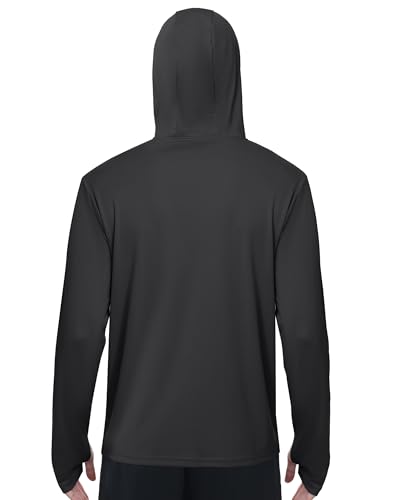 Image of FISHEAL Men's Performance Fishing Hoodie Shirt - UPF 50+ UV Sun Protection Long Sleeve Shirts with Mesh Face Mask