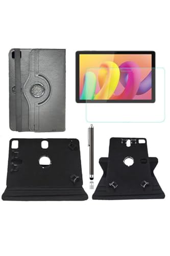 Kılıf; Tcl Tab 10L 10.1" Ile Uyumlu 360° Dönerli Universal Standlı, Nano Ekran Koruyucu ve Kalem, Siyah