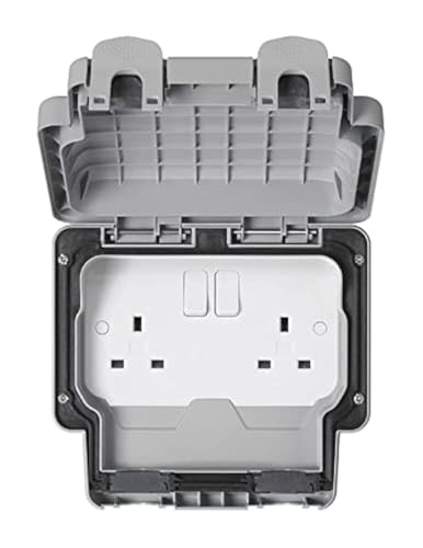 MK Masterseal Plus K56482RY 13 amp 2-Gang Switched Socket, Grey