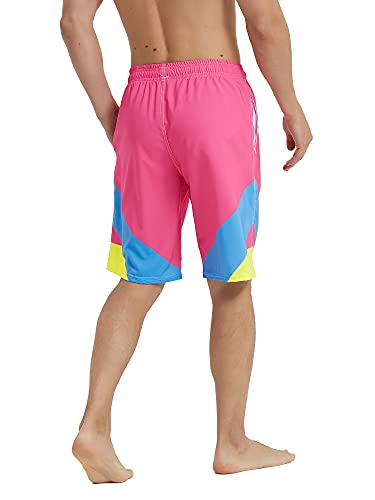 Miaiulia Mens 80S 90S Vintage 4 Way Stretch Swim Trunks With Mesh Lining Quick Dry Swim Suits Board Shorts Like Totally Neon M #TOP4