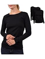 Basic Treasure 2-Pack Langarmshirts Damen Schwarz, 95% Baumwolle, XL – Ansicht 8