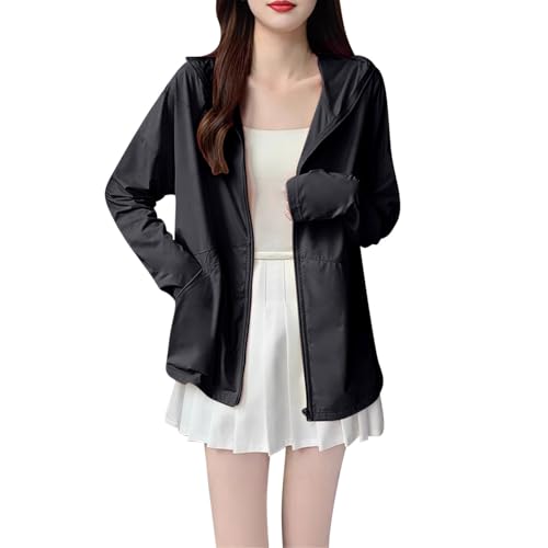 Women's UPF 50+ UV Lightweight Jacket Teen Girls Summer Sun Protection Zip up Hoodie Long Sleeve Hiking Fishing Shirt