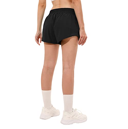 Aurefin High Waisted Athletic Shorts for Women, Womens Plus Size Running Workout Shorts with Liner and Zip Pocket 4 inch2