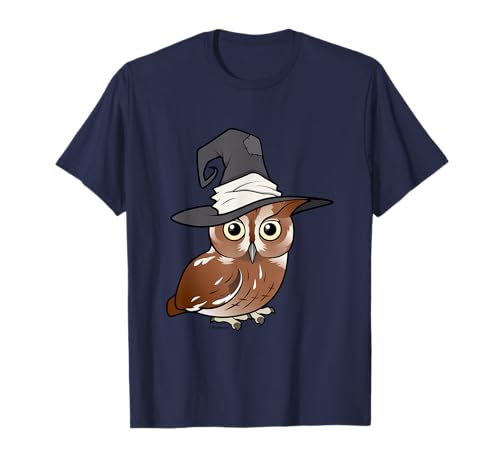 Halloween Eastern Screech Owl Cute Cartoon Funny Bird Witch T-Shirt