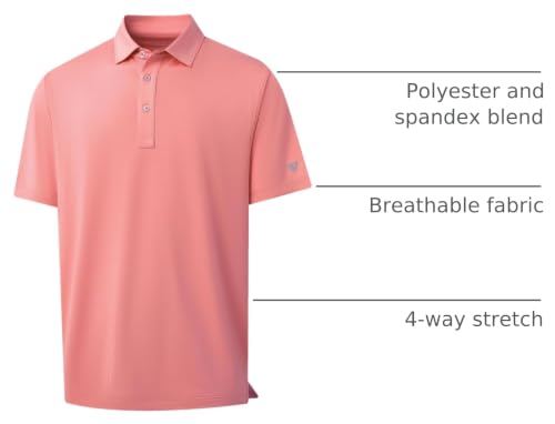 M MAELREG Men's Golf Shirt Moisture Wicking Breathable Lightweight Casual Stretch Collared Golf Polo Shirts for Men Peach Pink — view 4