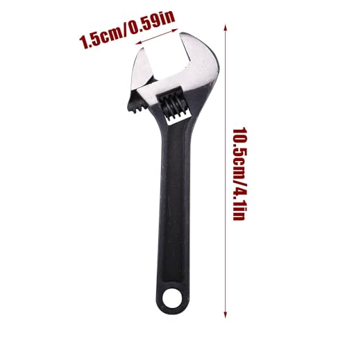 ZoZoMaiy Mini klucz płaski 100 mm, mini klucz nastawny, mały regulowany klucz do napraw przemysłowych, mechanicznych napraw samochodowych (czarny)
