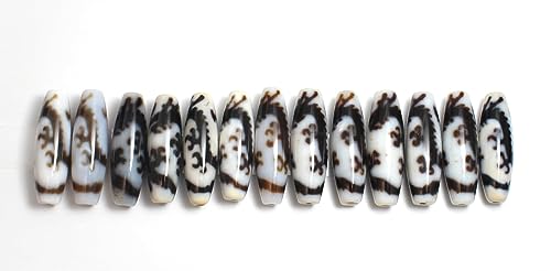 チベット 天珠 龍乗観音天珠 白 瑪瑙 カルセドニー 38