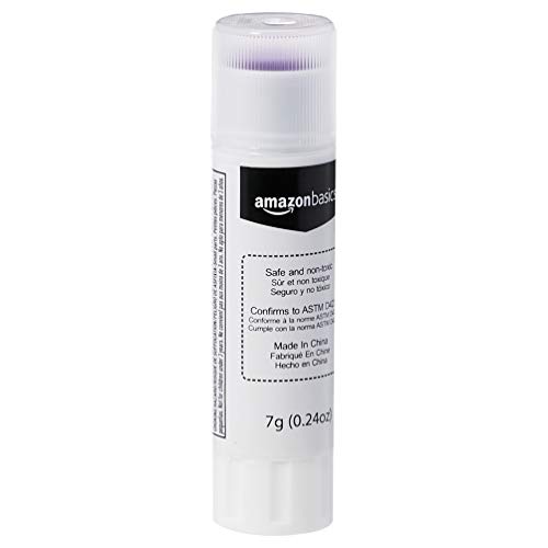 Image of Amazon Basics Purple Washable School Glue Sticks for Classroom Supplies and Craft Projects, Dries Clear, 0.24-oz Stick, 60-Pack