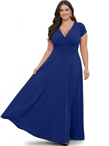 Image of KOH KOH Womens Sexy Cap Short Sleeve V-Neck Flowy Cocktail Gown