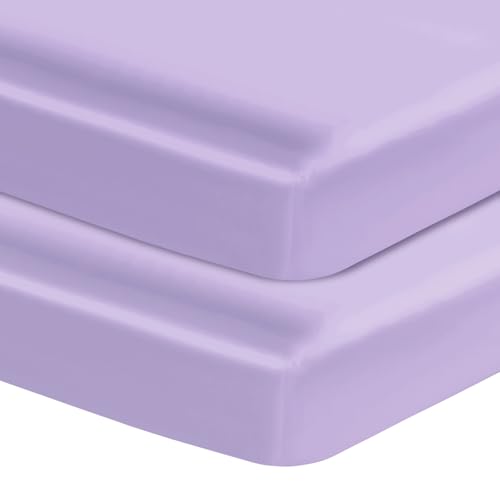 Image of Entisn 28x52 Satin Fitted Crib Sheet 2 Pack, Light Purple