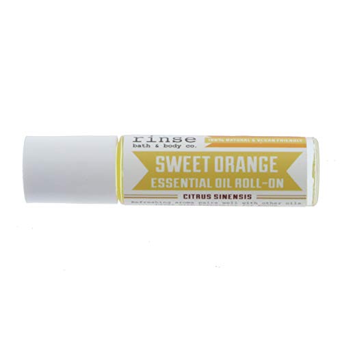 Rinse Bath & Body Sweet Orange Essential Oil Roll-On – Uplifting Citrus Aromatherapy for Bright, Energizing Support | Squalane Oil Blend | Natural | Non-GMO | Travel Size | .35 oz