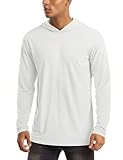 Hooded Shirts for Men Sun Protection Long Sleeve UPF 50+ Quick Dry Performance Shirts Lightweight Active Shirts Hiking Athletic T-Shirt White
