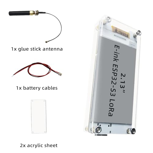 2,13 Zoll LoRa E-Ink Display Modul, ESP32-S3 USB C Mit SX-1262 LoRa ESP32 Support WiFi BLE Meshtastick für Arduino (Mit Acrylschale + Antenne)
