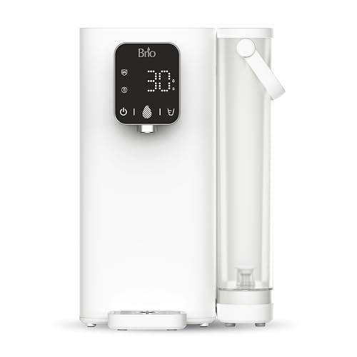 Image of Brio SIMPL W2 Countertop Water Dispenser w /Refillable 2.5L Water Tank, 2-in-1 Sediment & Carbon Filter Included, Room Temp., LED Display w /Touch Buttons, No Plumbing Necessary, White