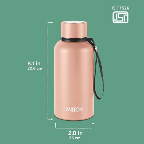 Image of Milton Aura 500 Thermosteel Water Bottle 500 ml, 24 Hr Hot and Cold I Leak Proof Lid, ISI Certified I Vacuum Insulated I for Office, Gym, School I Beige