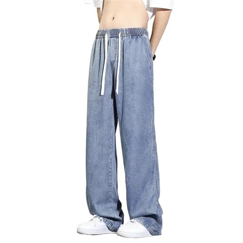 Mens Jeans Spring Summer Vintage Washed Wide Leg Loose Casual Straight Denim Pants Trendy Fashion