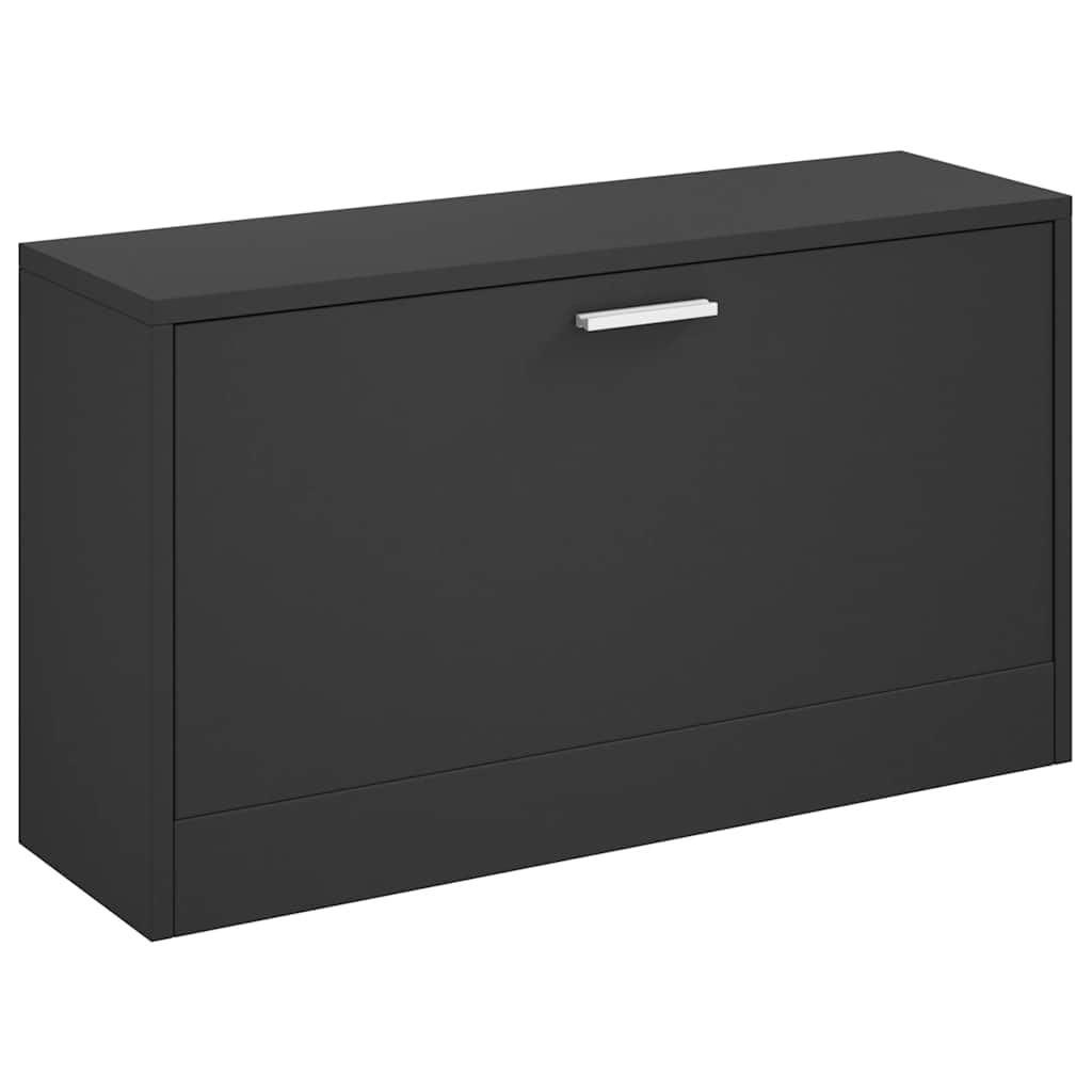 Zapatero moderno negro de madera con asiento integrado mueble de entrada