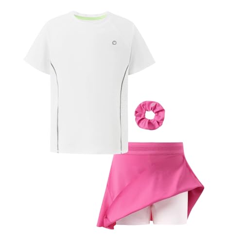 PATPAT Girls Sports Set, Quick-Dry UPF Tee & Bamboo Skort, Flowy Athletic Outfit for Tennis & Outdoor Play, Size US12/L3