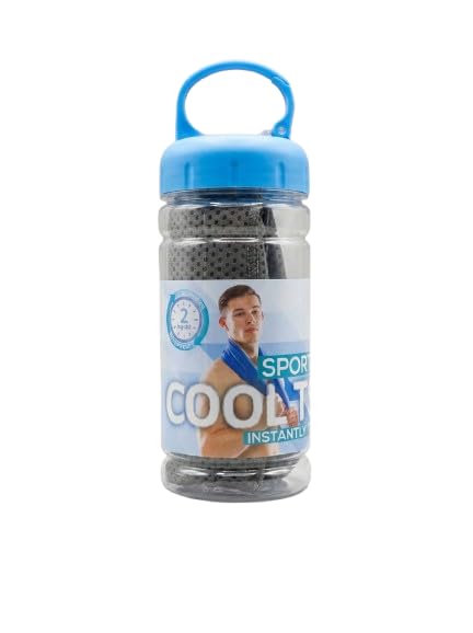 Cooling Towel + Water Bottle Set (30x90cm) – Stay Cool During Workouts, Running, Hiking & Travel – Ultra-Soft, Absorbent & Fast Drying - Grey