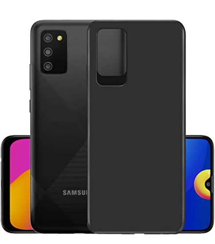 Image of Mobile Back Cover Case for Samsung Galaxy M02S / Samsung Galaxy A02S / Samsung Galaxy F02S (Silicone Case|CameraProtection|Black SC1510)