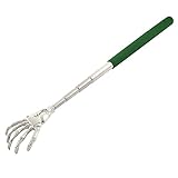 uxcell® Skeleton Hand Telescopic Extendable Back Scratcher Green Silver Tone