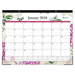 Blue Sky 2018 Monthly Desk Pad Calendar, 22" x 17", Dahlia