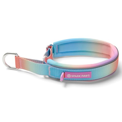 Spark Paws Martingale Dog Collar Cushioned Slip-On Training Collar Heavy Duty Safety-Tested No-Buckle Collar for Medium & Large Dogs - Pastel Icing - C