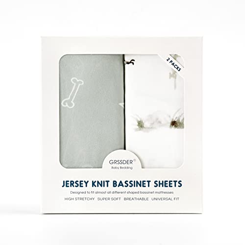 Stretch Ultra Soft Fitted Bassinet Sheet Set 2 Pack, Universal Fit For Bassinets Baby Cradle Moses Basket Oval Rectangle Mattress Safe And Snug, Dinosaur World #TOP2