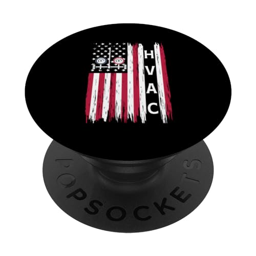 Funny HVAC Technician Novelty Patriotic US American Flag PopSockets Standard PopGrip