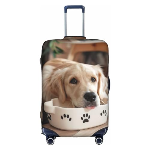 Housse de protection pour valise chien blanc taille M pour bagage de voyage de 45 à 81 cm