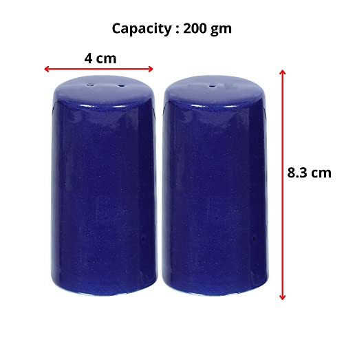 Image of QIMACPLUS Handcrafted Ceramic Salt and Pepper Shaker Set | Perfect Pour Holes for Kitchen, Dining Table, Picnic, Office, Restaurant, and Hotel | Set of 2 (Blue)