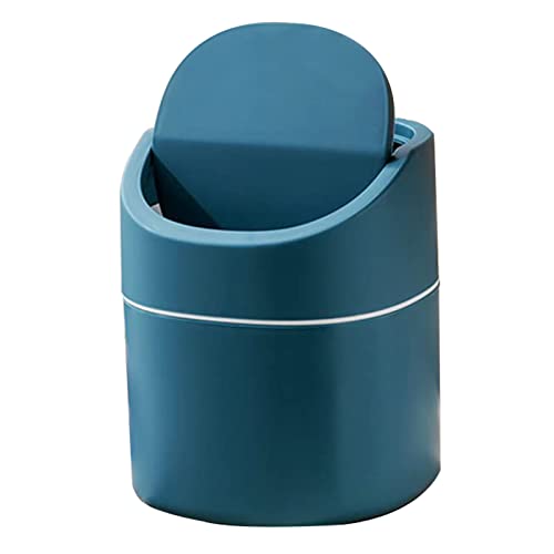 Yngffb PiezasMini Cubo De Basura, Mini Papelera De Plástico, Para Tocador De Baño, Escritorio, Desechar Algodón Redondo, Esponjas De Maquillaje, Pañuelos Desechables; 2 Litros (Azul)