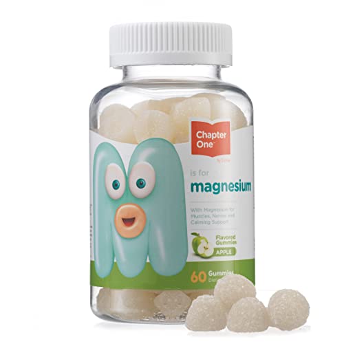 Chapter One Magnesium Gummies Apple, Great Tasting Magnesium Citrate for Kids, Calm Kids Magnesium, Magnesium Gummies for Women and Men, Certified Kosher, 60 Apple Flavored Gummies