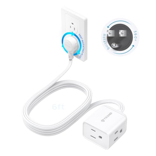 TROND Flat Extension Cord 6ft with 360&deg; Rotating Plug, ETL Listed 3 Prong Power Strip, Low Profile...