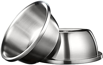 KYHSOM Stainless Steel Large Dog Bowl, 176oz Dishwasher Safe Metal Food and Water Dish Set for Large Pet Breeds, No Spill Non Skid(2 Pack)