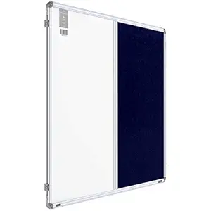 Pragati Systems Prima Combination Board (Magnetic Whiteboard with Blue Pin-up Notice Board) for Home, Office & School, Heavy-Duty Aluminium Frame, 3x4 Feet (Pack of 1)