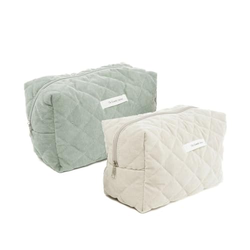 Neceser de Viaje XL, Micropana, 24 x 12 x 16 cm, Verde y Beige (Verde)