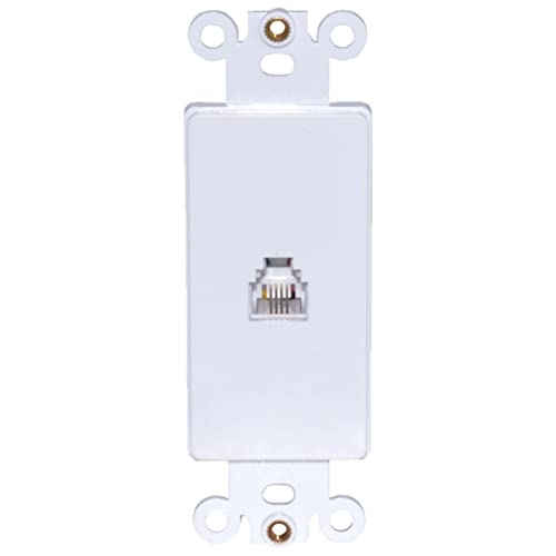 Newhouse Hardware Decora Single Phone Jack Insert for Decorator Wall Plates, for RJ11 telephone cables, Single Gang, 5-Pack, White