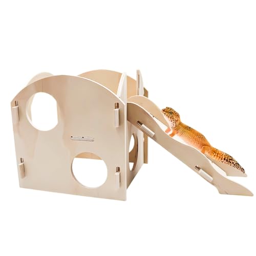 Bearded Dragon Tank Accessories, Wooden Playground Decor Hide for Enclosures Aquariums for Reptiles Spider Gecko Snake, Bearded Dragon Basking Platform