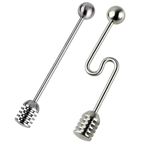 1/2PCS Stainless Steel Honey Spoon,Long Handle Spoon Drizzler Dessert Honey Spoon Stirrer Mixing Stick Honey Spoon Stick for Honey Pot Jar(2pcs)