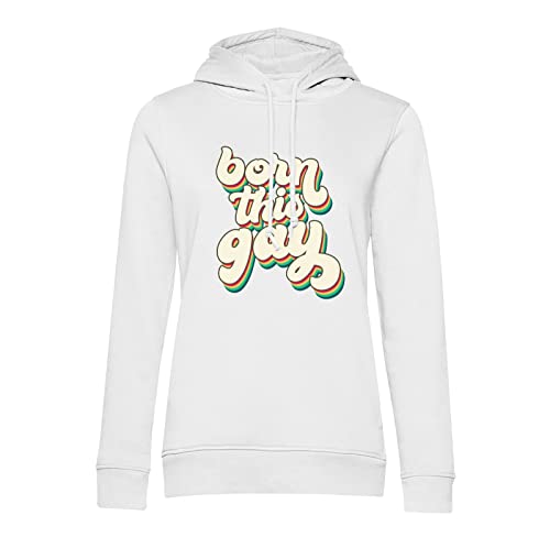 Sweat à capuche Born This Gay LGBTQ+ arc-en-ciel style retro 70s
