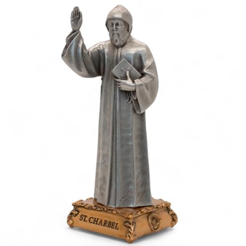 Estatua de San Charbel de peltre de 4.5 pulgadas miniatura 4