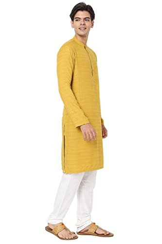 In-Sattva Men's Indian Embroidered Dobby Textured Woven Long Kurta Tunic2