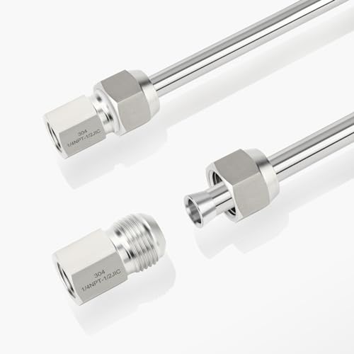 Image of TAISHER 2PCS Forging of 304 Stainless Steel JIC Flare Tube Fittings, 1 /2 inch JIC Male x 1 /4 inch NPT Female, Half Union