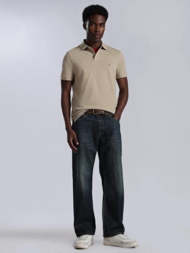 Image of Tommy Hilfiger Solid Regular Fit Cotton Polo T-Shirt