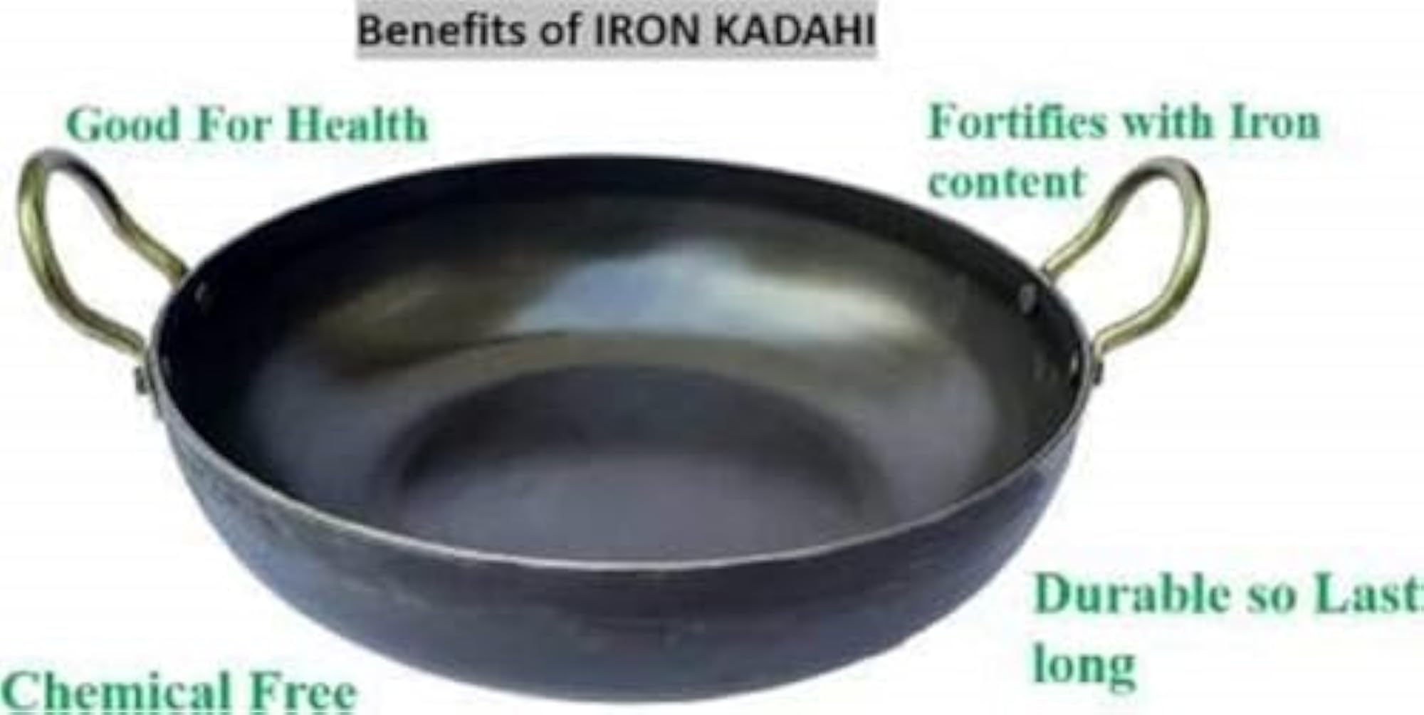 8 Inch Iron Kadhai Deep Frying Pan for Cooking