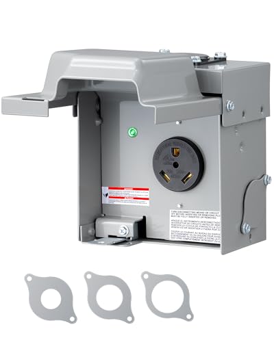 DEWENWILS 30 Amp RV Electrical Outlet Box, Enclosed Lockable NEMA TT-30R, Weatherproof Outdoor RV Outlet Receptacle Panel for Camper Travel Trailer Motorhome Electric Car Generator