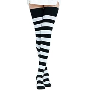 Kayhoma Extra lange katoenen gestreepte dijhoge sokken over de knie hoge sokken