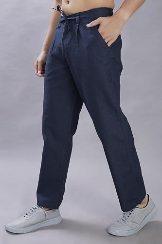 Image of DIVISIVE Men's Relaxed Fit Front Pleated Cotton Linen Blend Trousers