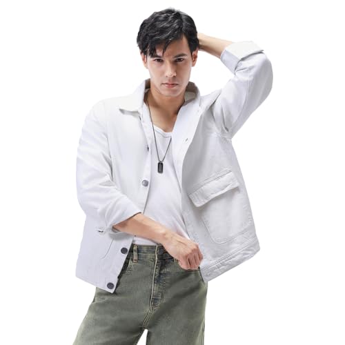 Image of Urbano Fashion Men's Relaxed Fit Full Sleeve Utility Denim Jacket